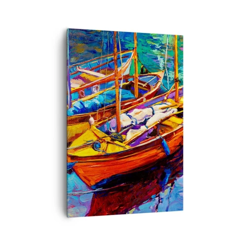 Schilderen op canvas - Op water vol met kleuren - 70x100 cm