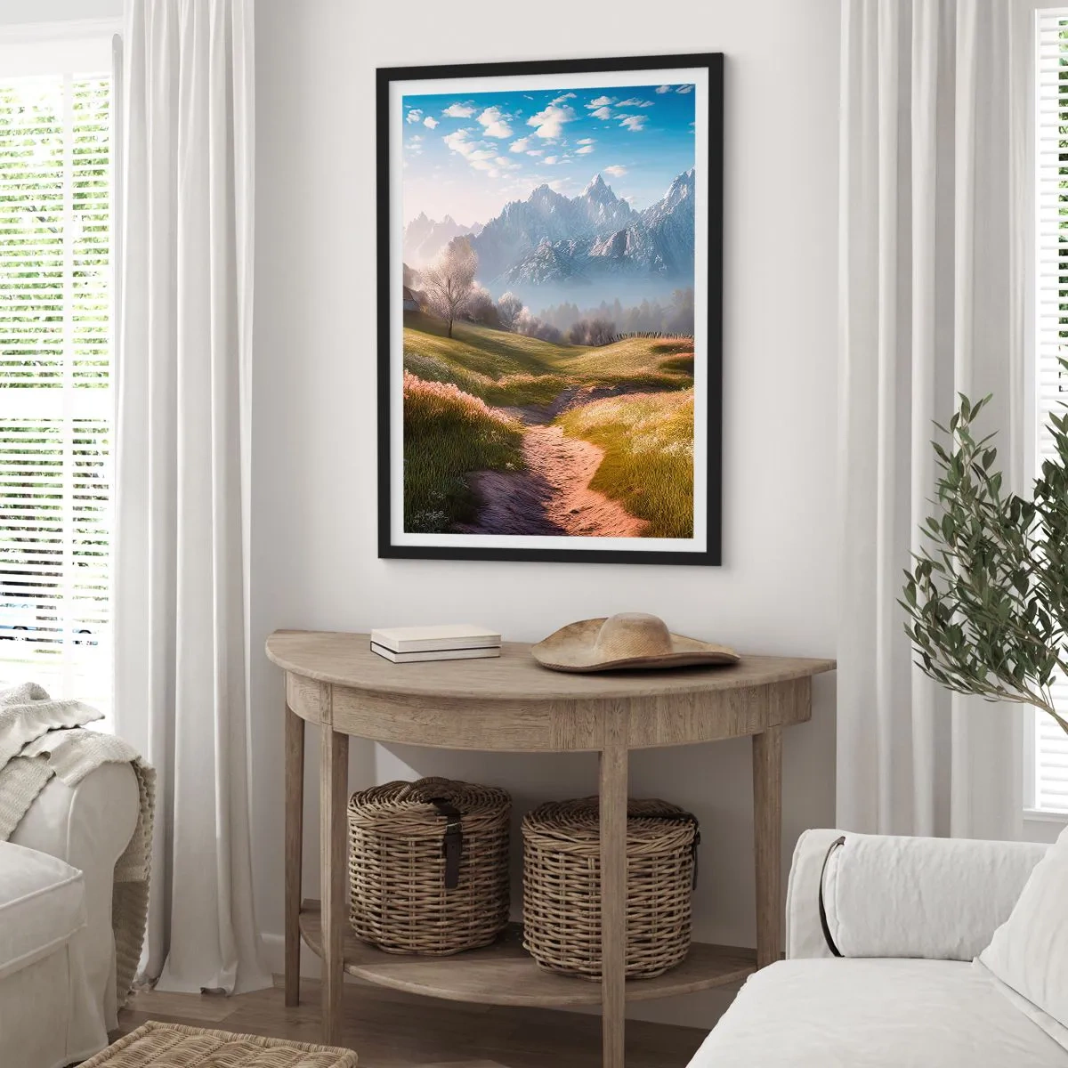 Poster in een zwarte lijst - Idyllische vallei - 30x40 cm