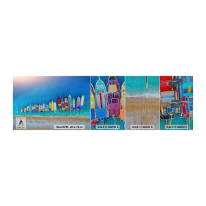 Fotobehang Monster Premium Sand - Vanuit vogelperspectief - Landschap, Strand, Zee - 100x30 cm