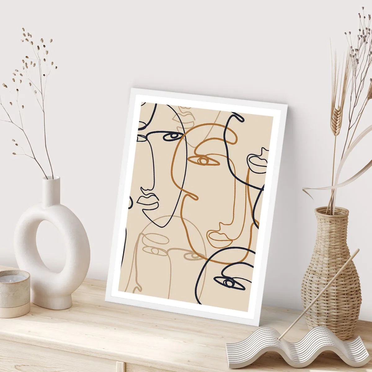 Poster in een witte lijst - Het portret is vermenigvuldigd - 30x40 cm