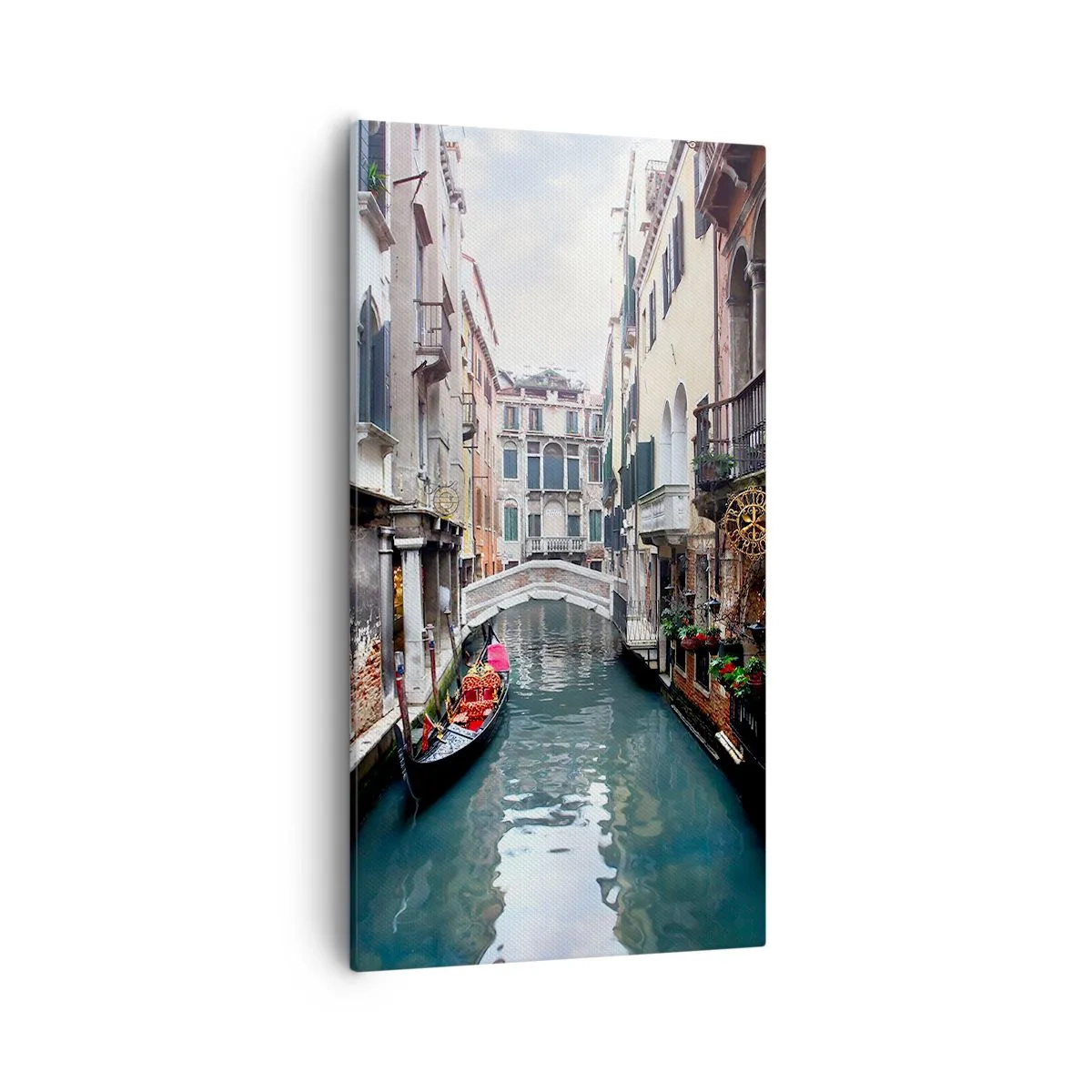 Schilderen op canvas - Venetiaans landschap met een gondel en een brug - 55x100 cm
