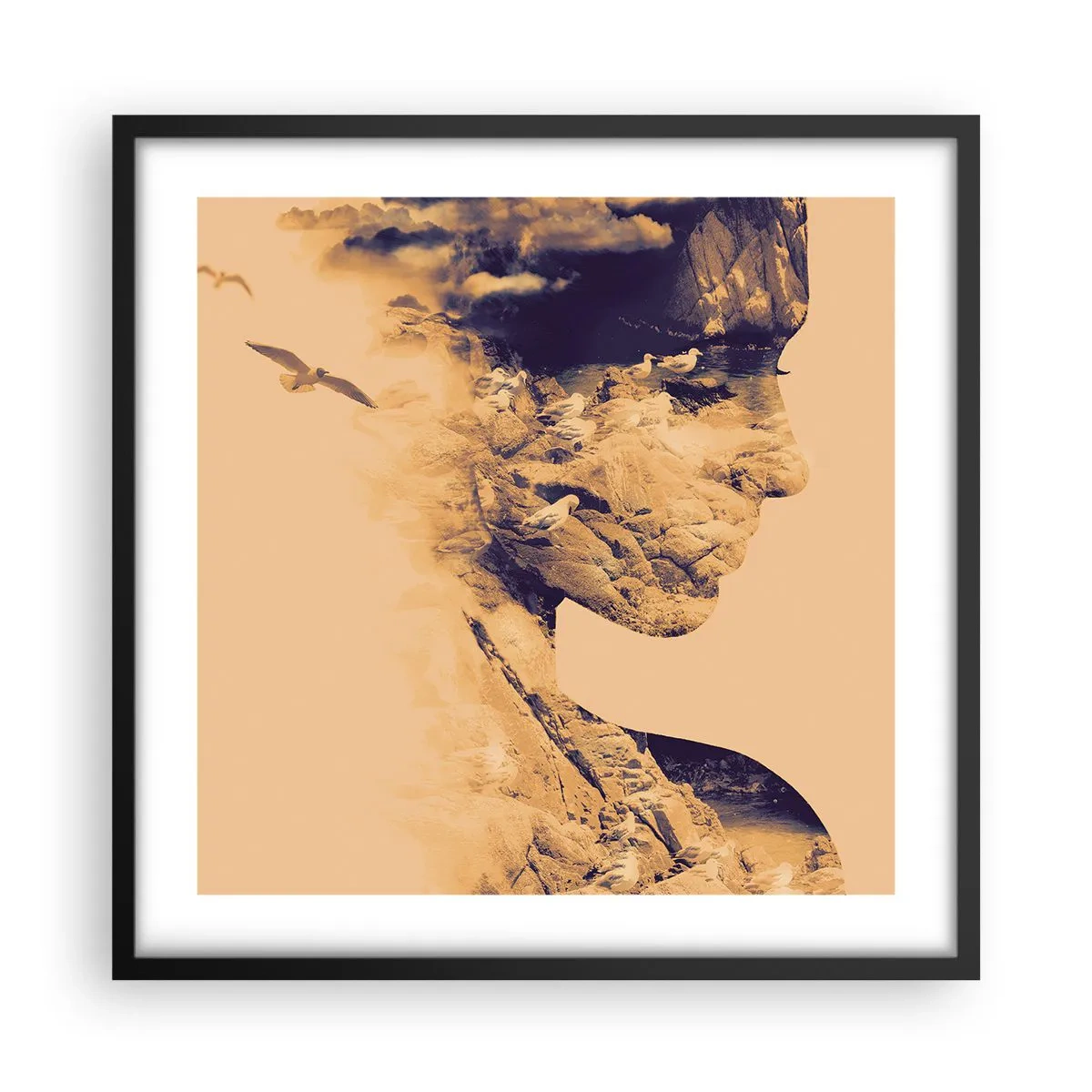 Poster in een zwarte lijst - Van nature mooi - 50x50 cm