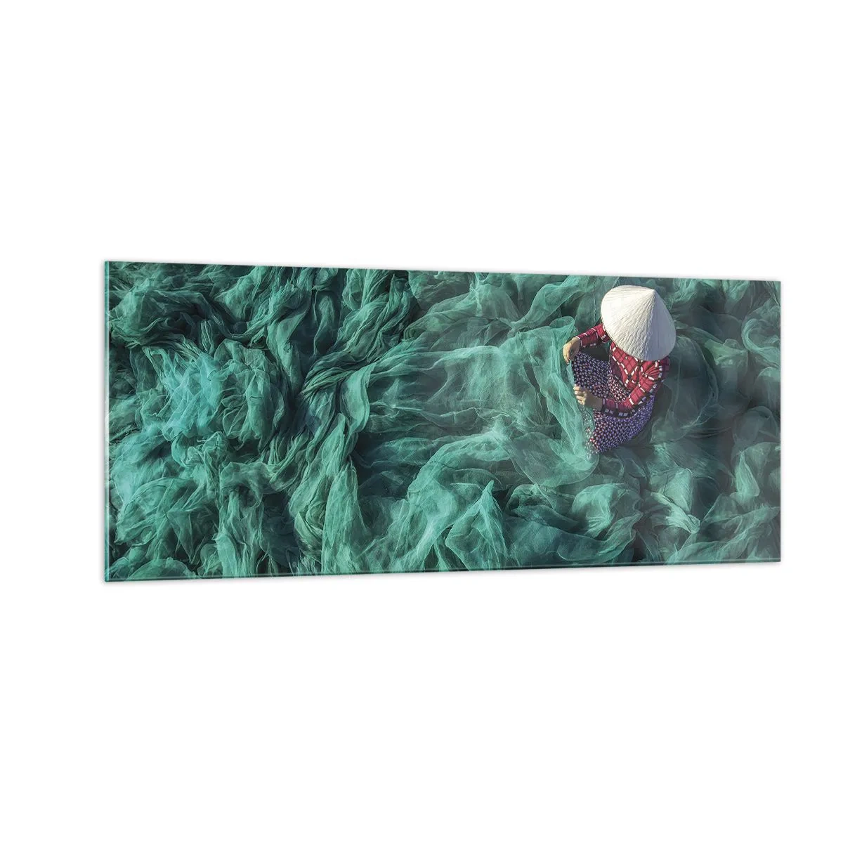 Schilderen op glas - In een zee van netten - 100x40 cm