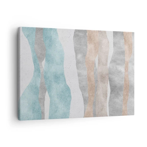 Schilderen op canvas - Abstracte strepen in pasteltinten - 70x50cm - Een studie van nabijheid - Moderne wanddecoratie voor woonkamer en slaapkamer ARTTOR