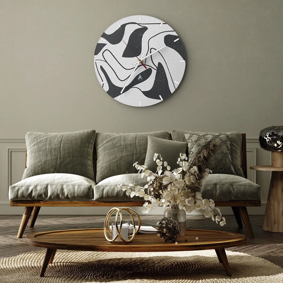 Wandklok - Klok - Zwart-witte abstracte vormen in een doolhofstijl - 30x30cm - Abstract doolhofplezier - Moderne wanddecoratie voor woonkamer, keuken en slaapkamer ARTTOR