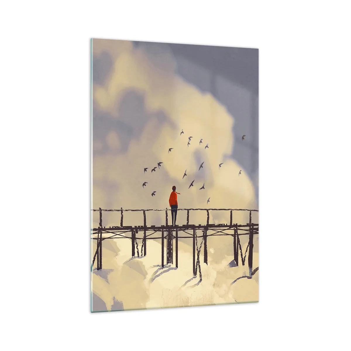 Schilderen op glas - Blauw verlangen - 70x100 cm