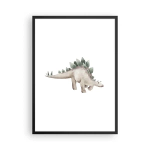 Poster in een zwarte lijst - Aquarel dinosaurus in minimalistische stijl - 50x70cm - Jouw vried - Moderne wanddecoratie voor woonkamer en slaapkamer ARTTOR