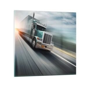 Schilderen op glas - De Amerikaanse reus in haast - 30x30 cm