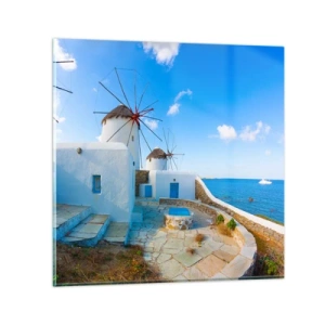 Schilderen op glas - De blauwe wind uit de zee - 70x70 cm