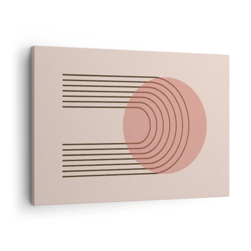 Schilderen op canvas - Abstract motief met roze cirkel en lijnen - 70x50cm - Onweerstaanbare aantrekkingskracht - Moderne wanddecoratie voor woonkamer en slaapkamer ARTTOR