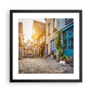 Poster in een zwarte lijst - De witte geest van het stadje - 40x40 cm