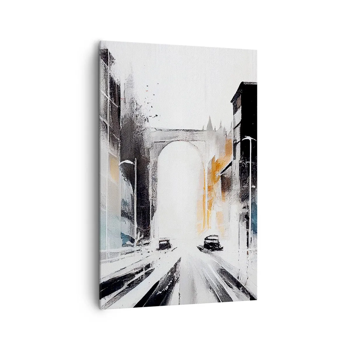 Schilderen op canvas - Stadsstudie: architectuur en beweging - 80x120 cm