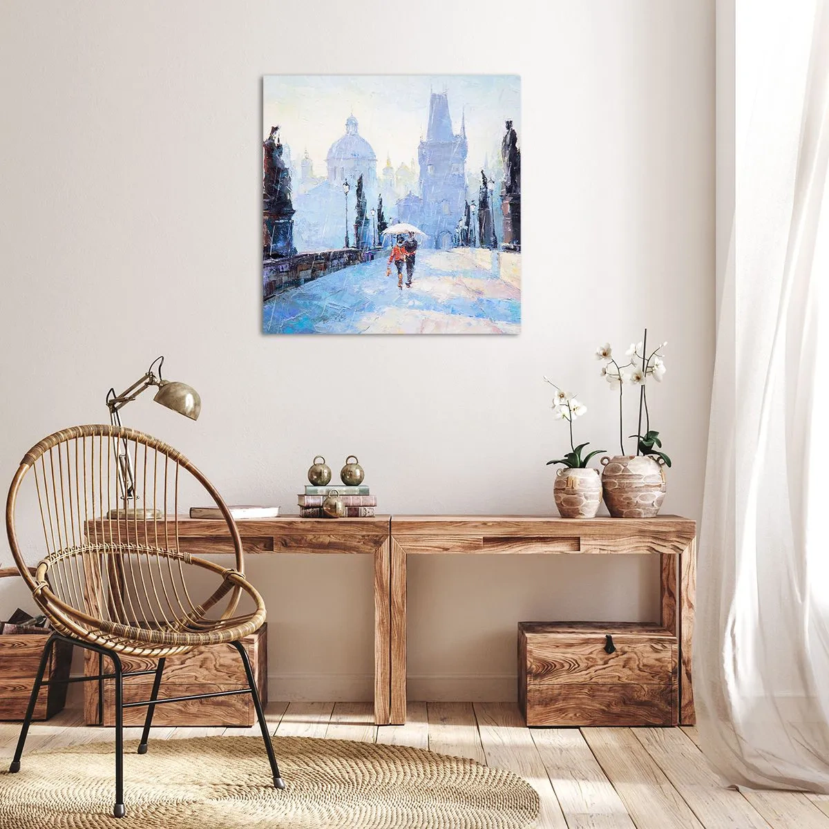 Schilderen op canvas - De regen moet ons gecharmeerd hebben - 70x70 cm