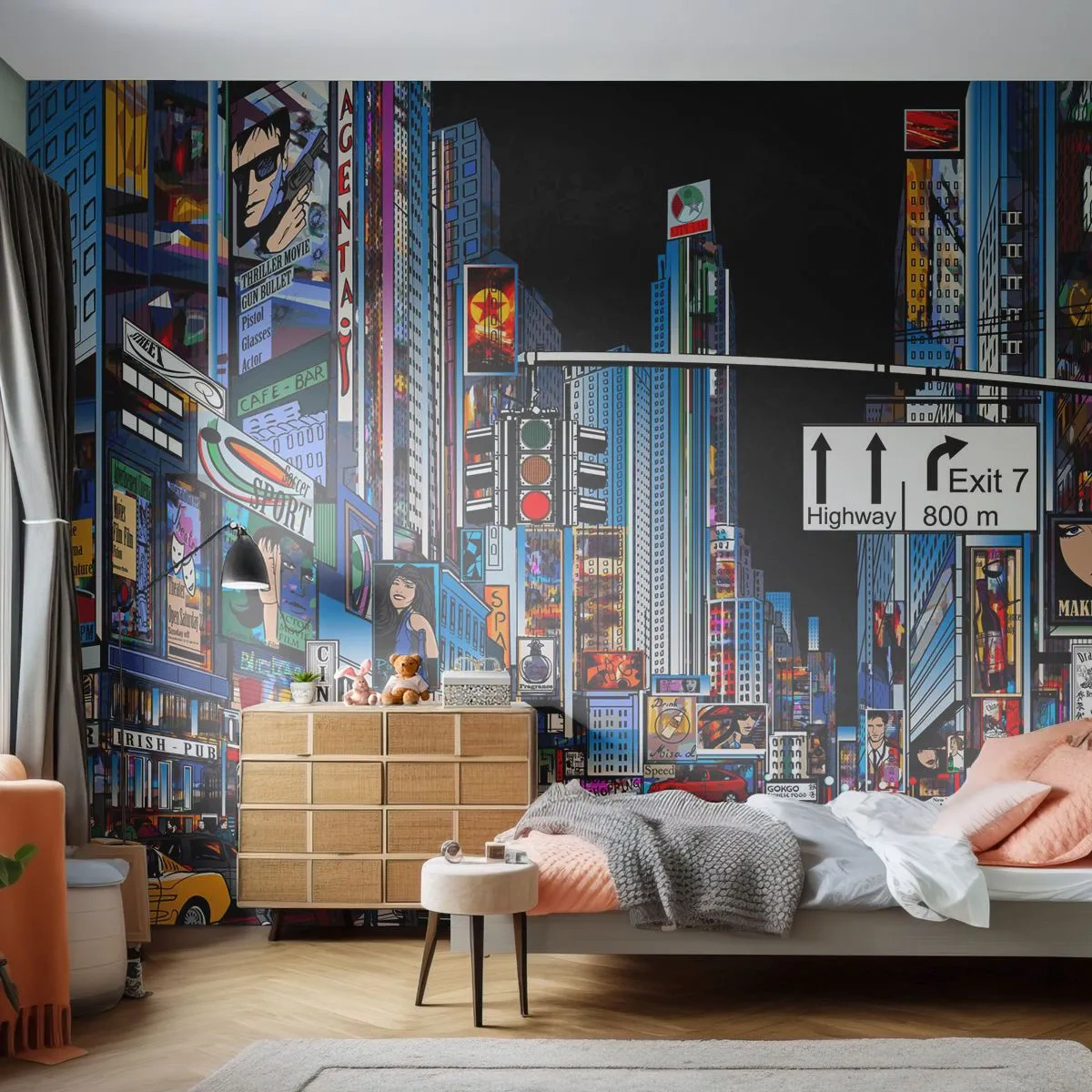 Fotobehang op maat Standard Eco - Stripboek grote nacht - Stad, Architectuur, New York