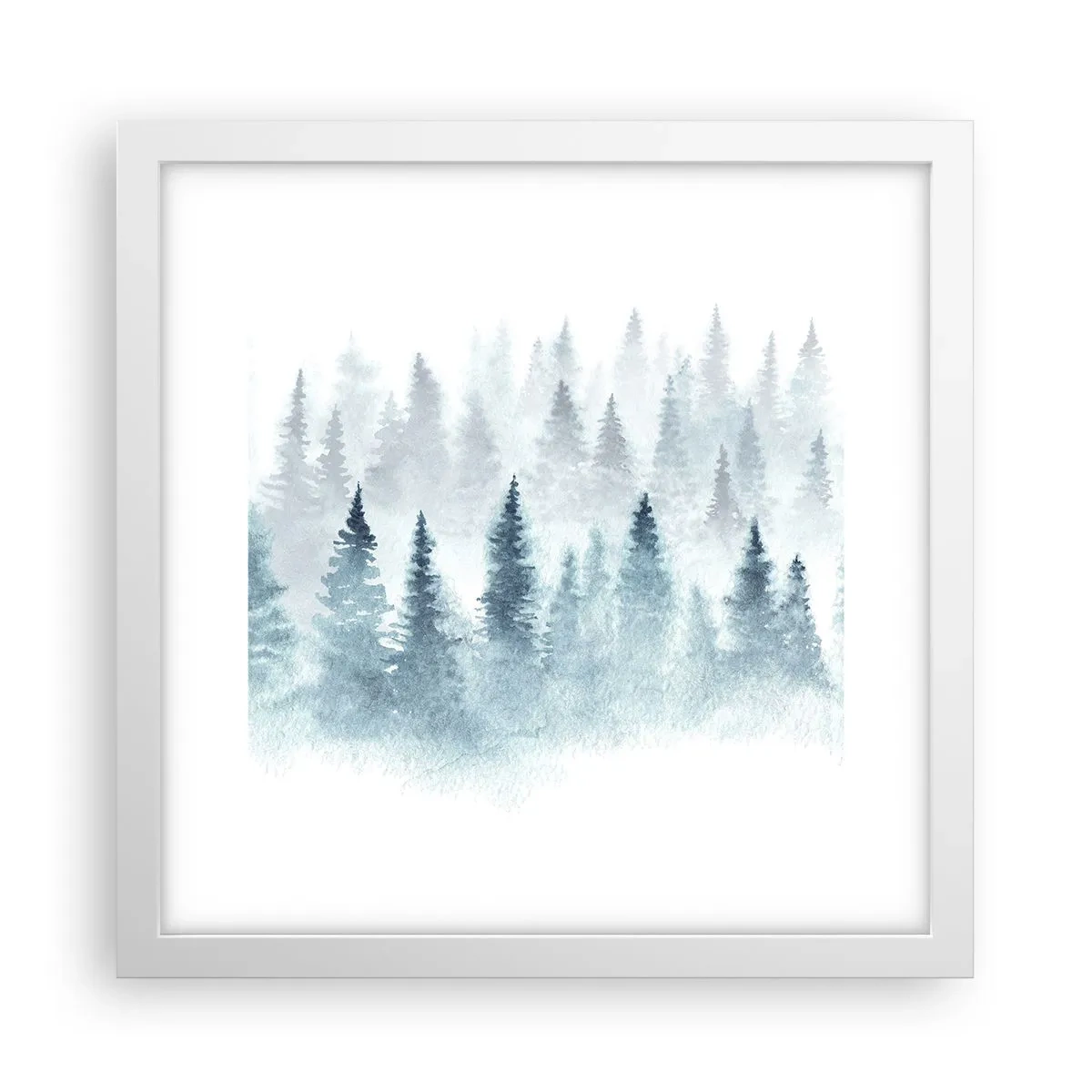 Poster in een witte lijst - Gehuld in mist - 30x30 cm