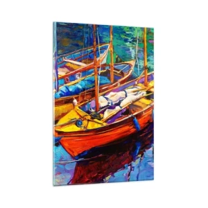 Schilderen op glas - Op water vol met kleuren - 80x120 cm
