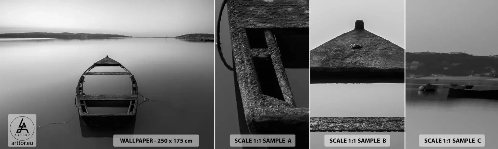 Fotobehang Staaltje Standard Eco - Verlangen en melancholie - Landschap, Meer, Boot - 100x30 cm