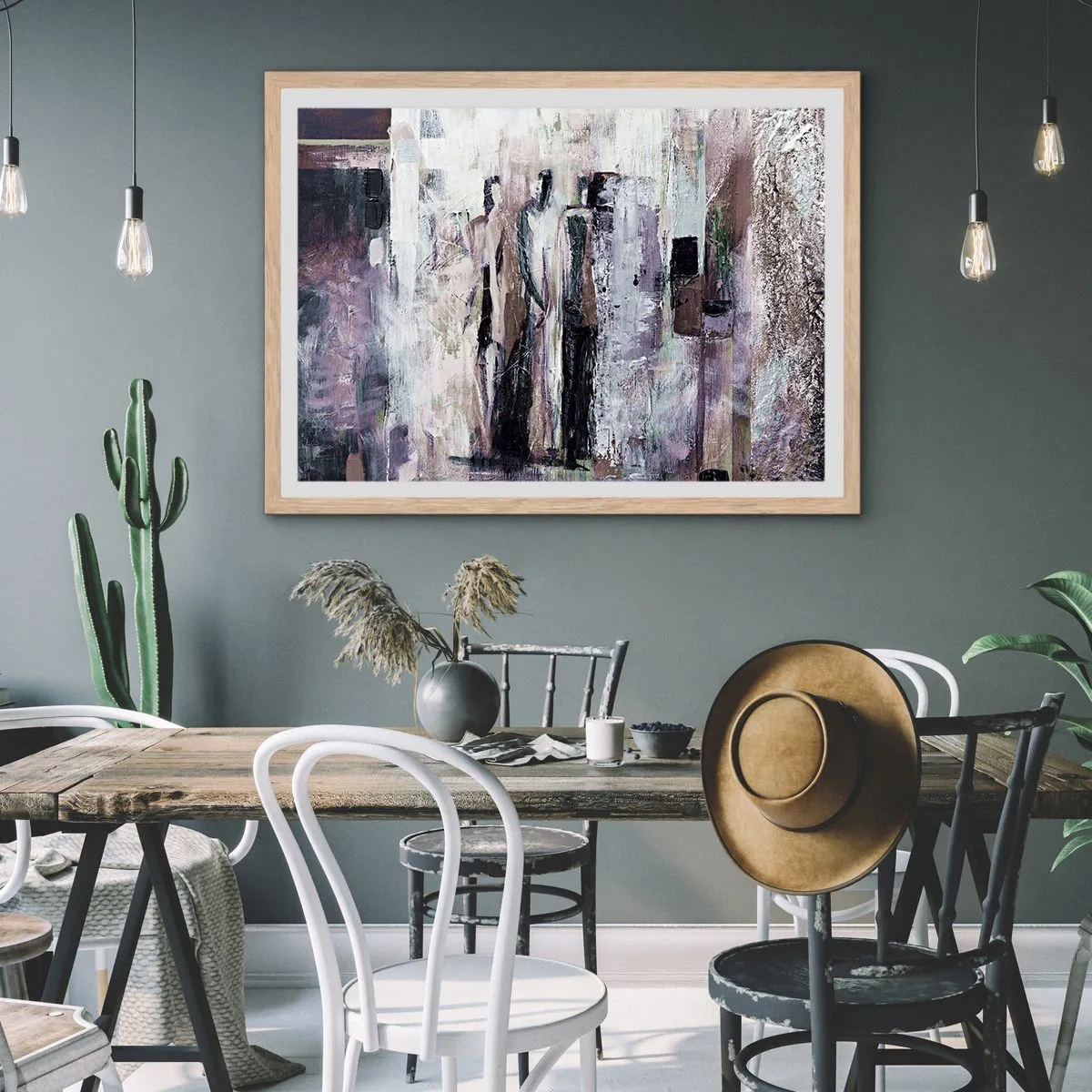 Een poster in een licht eiken lijst - De mysterieuze drie - 70x50 cm