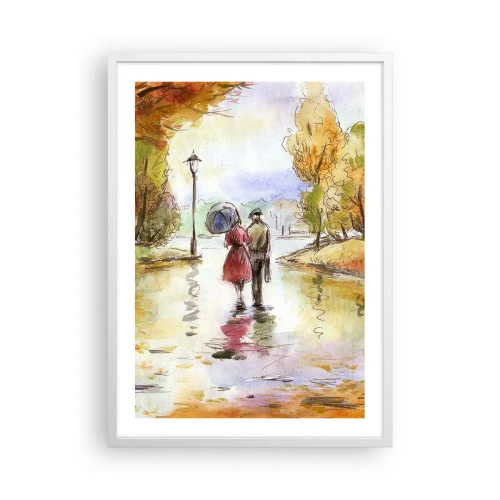 Poster in een witte lijst - Romantische herfst in het park - 50x70 cm