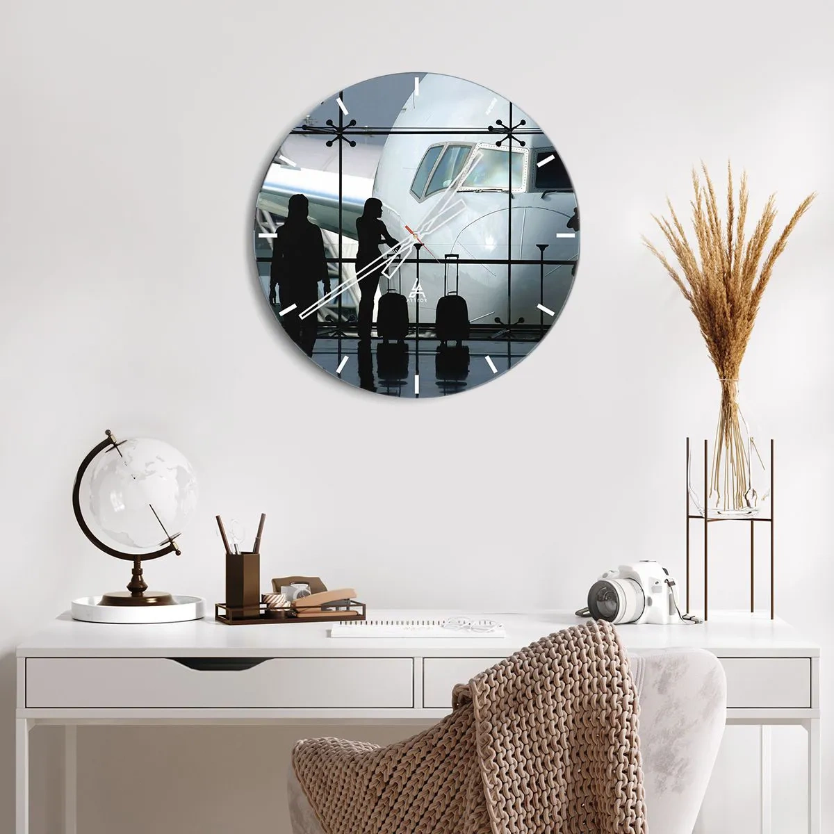 Wandklok - Klok - Vis a vis op de luchthaven - 40x40 cm
