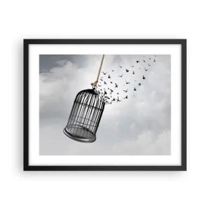 Poster in een zwarte lijst - Geloof ... Hoop ... Vrijheid! - 50x40 cm