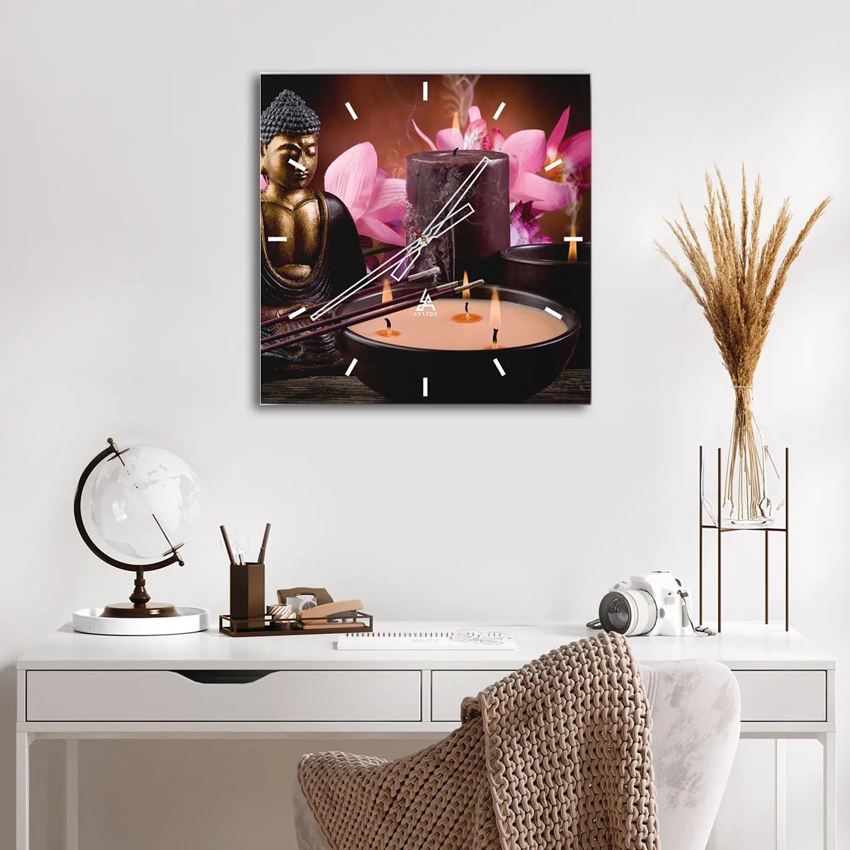 Wandklok - Klok - Maak de geest leeg, kalmeer het lichaam - 40x40 cm