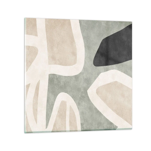 Schilderen op glas - Compositie met een zwart motief - 40x40 cm