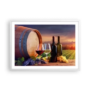 Poster in een witte lijst - Het leven smaakt hier - 70x50 cm