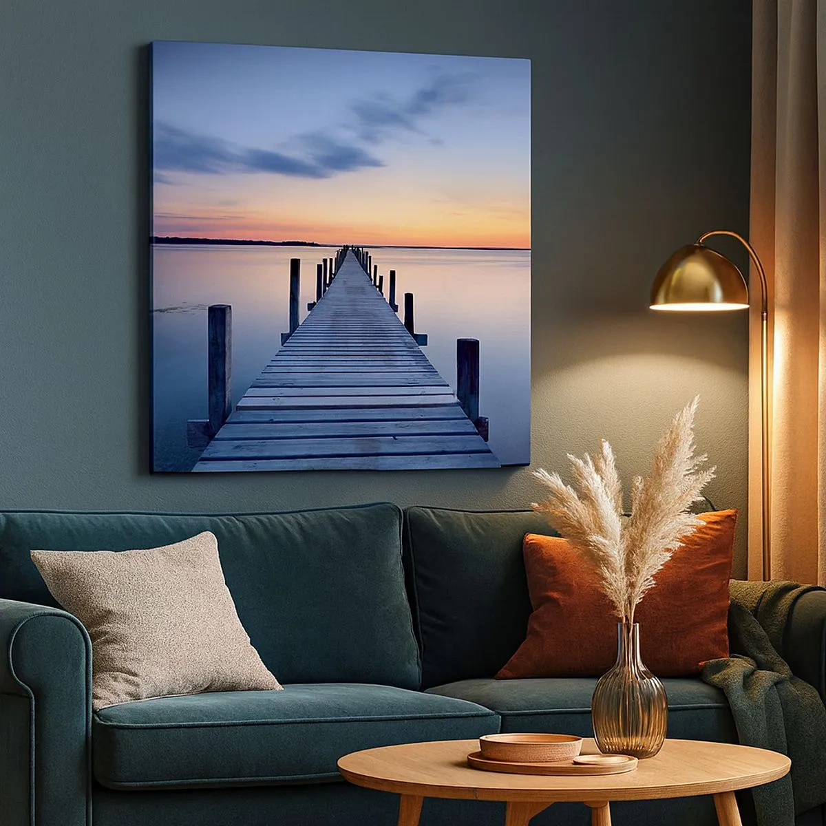 Schilderen op canvas - De rust van een serene schemering - 30x30 cm
