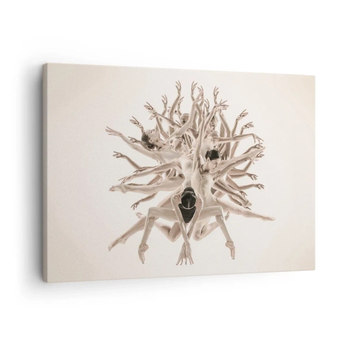 Schilderen op canvas - Abstracte compositie van bewegende dansers - 70x50cm - Bloeiend in dans - Moderne wanddecoratie voor woonkamer en slaapkamer ARTTOR
