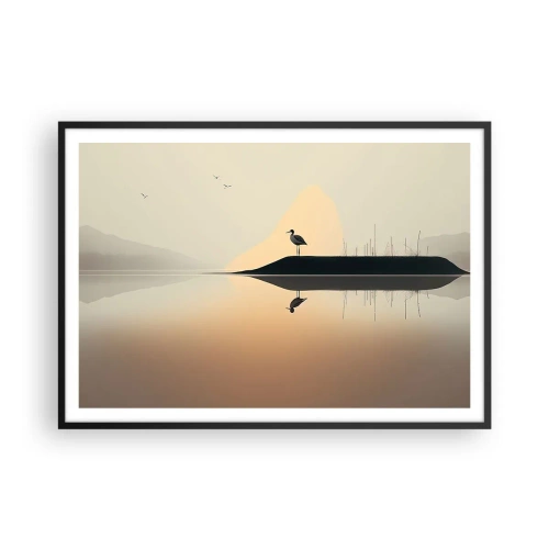 Poster in een zwarte lijst - Heer op het meer - 100x70 cm