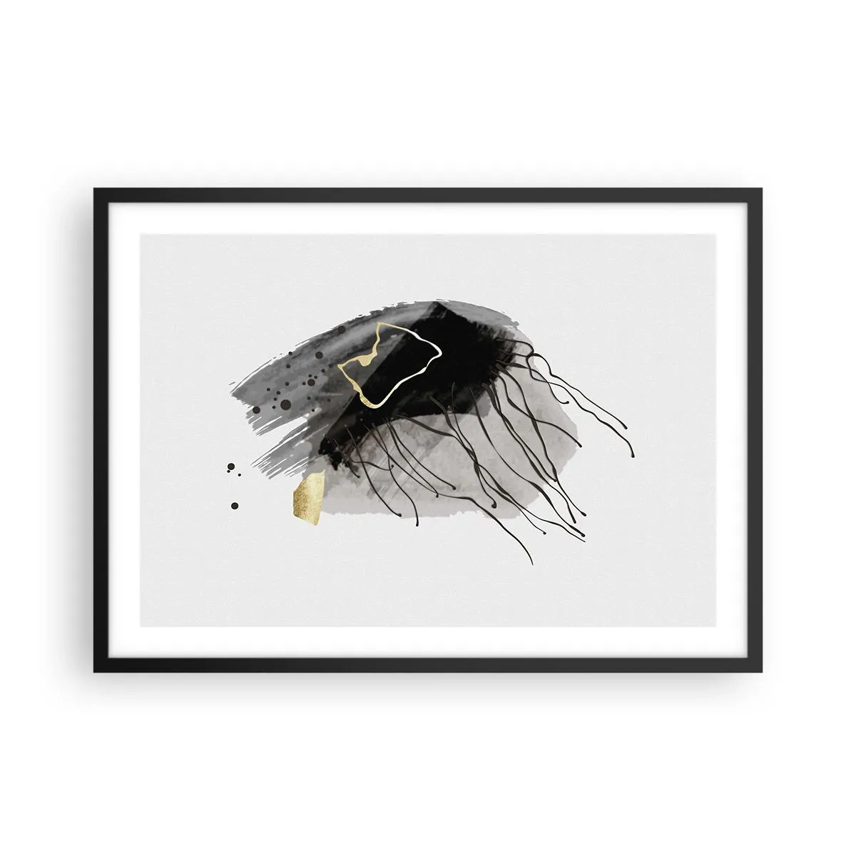 Poster in een zwarte lijst - In zwart en goud - 70x50 cm