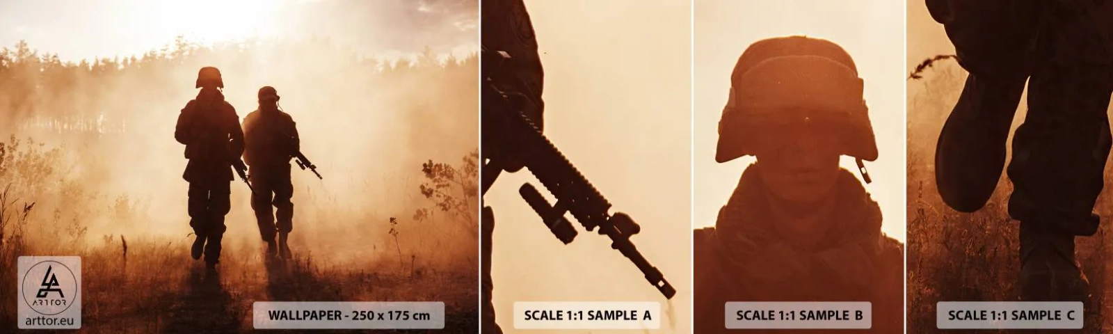 Fotobehang Monster Zelfklevend Deluxe Sticker - Plicht - Soldaat, Geweer, Leger - 100x30 cm