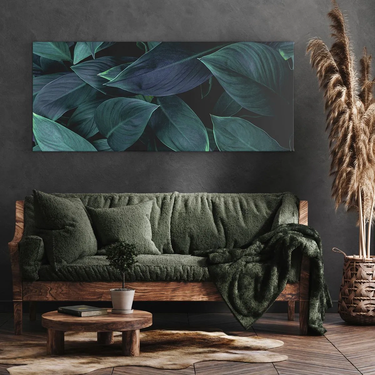 Schilderen op canvas - Groen op zichzelf - 100x40 cm