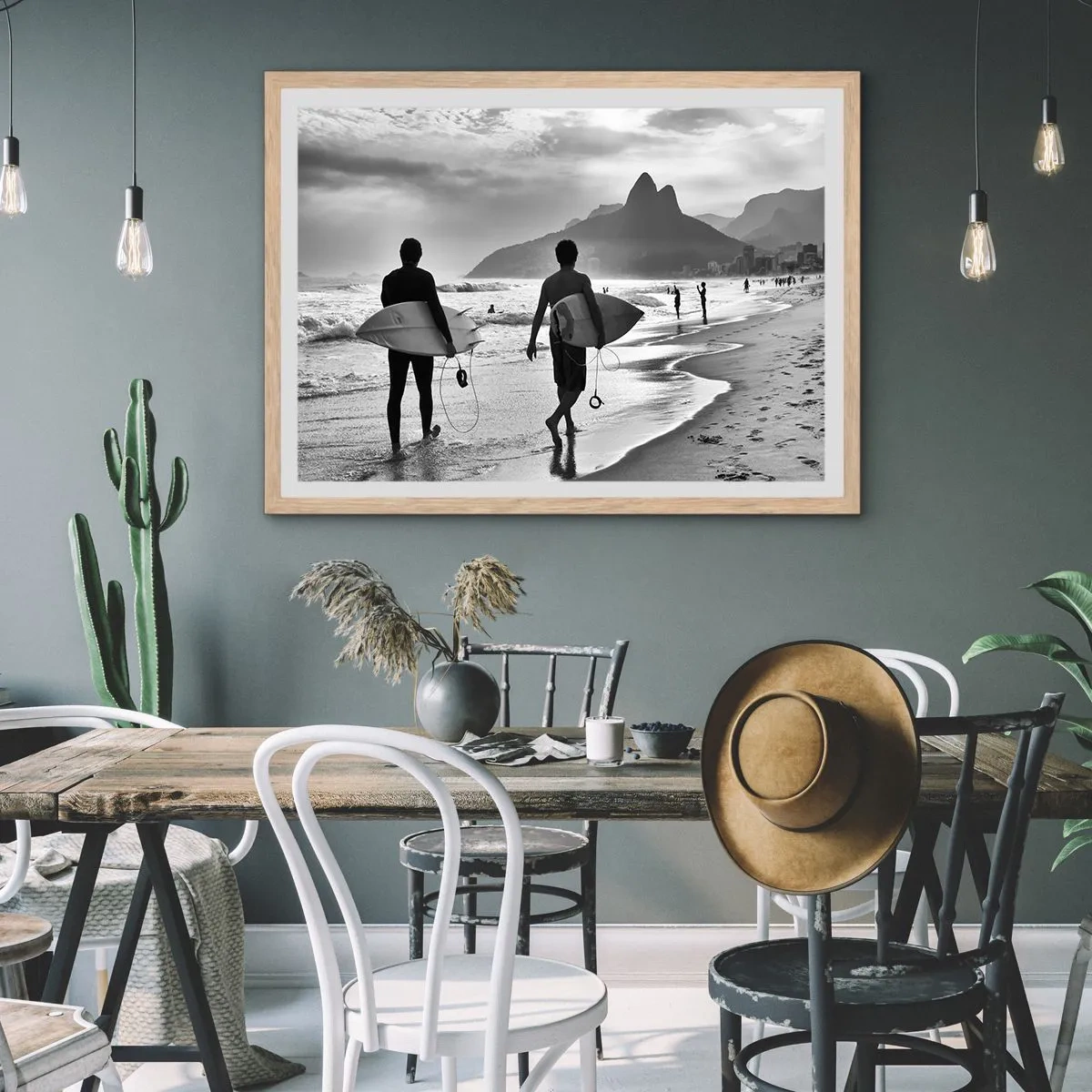 Een poster in een licht eiken lijst - Enkele golf samba - 100x70 cm