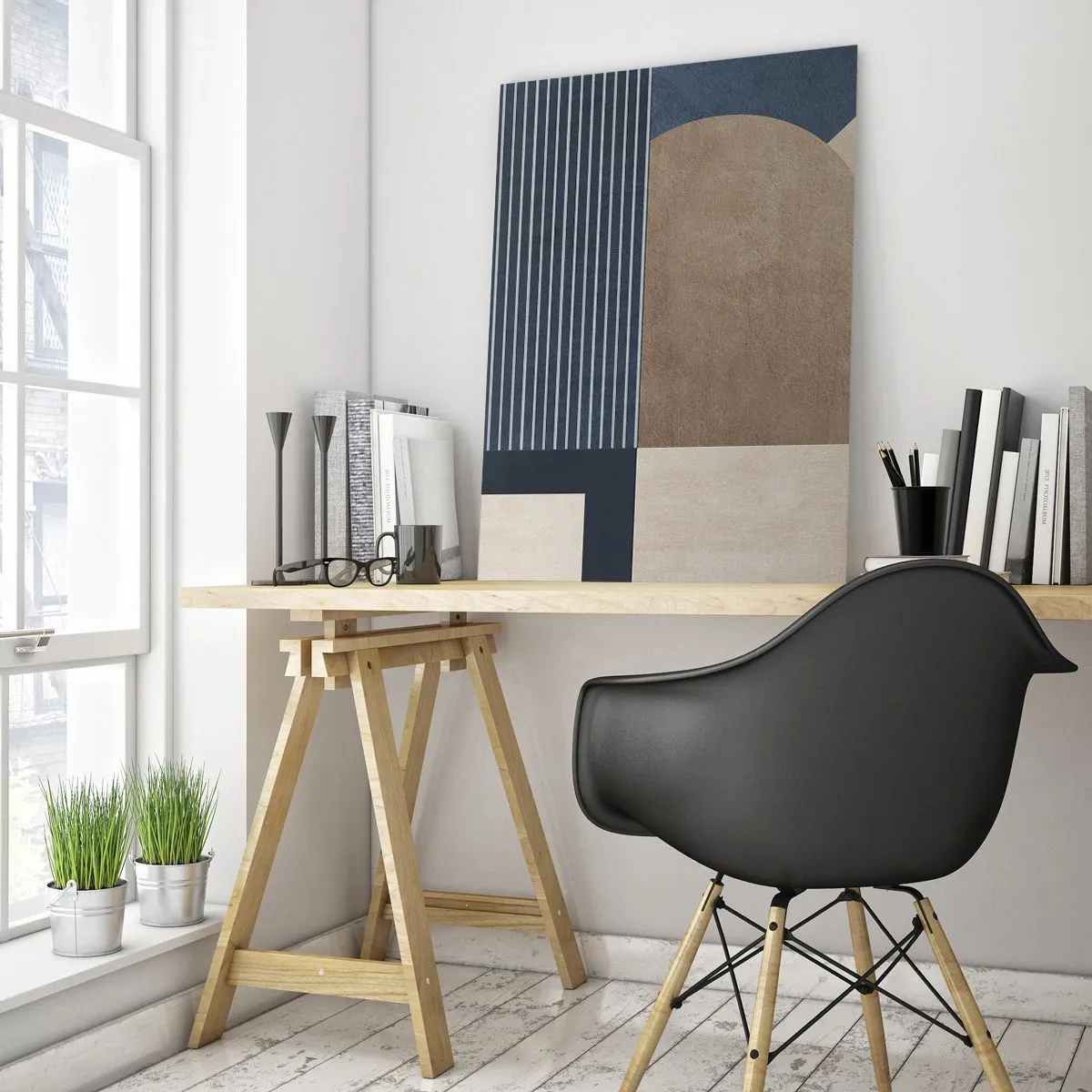 Schilderen op glas - Een compositie van eenvoud en rondheid - 50x70 cm