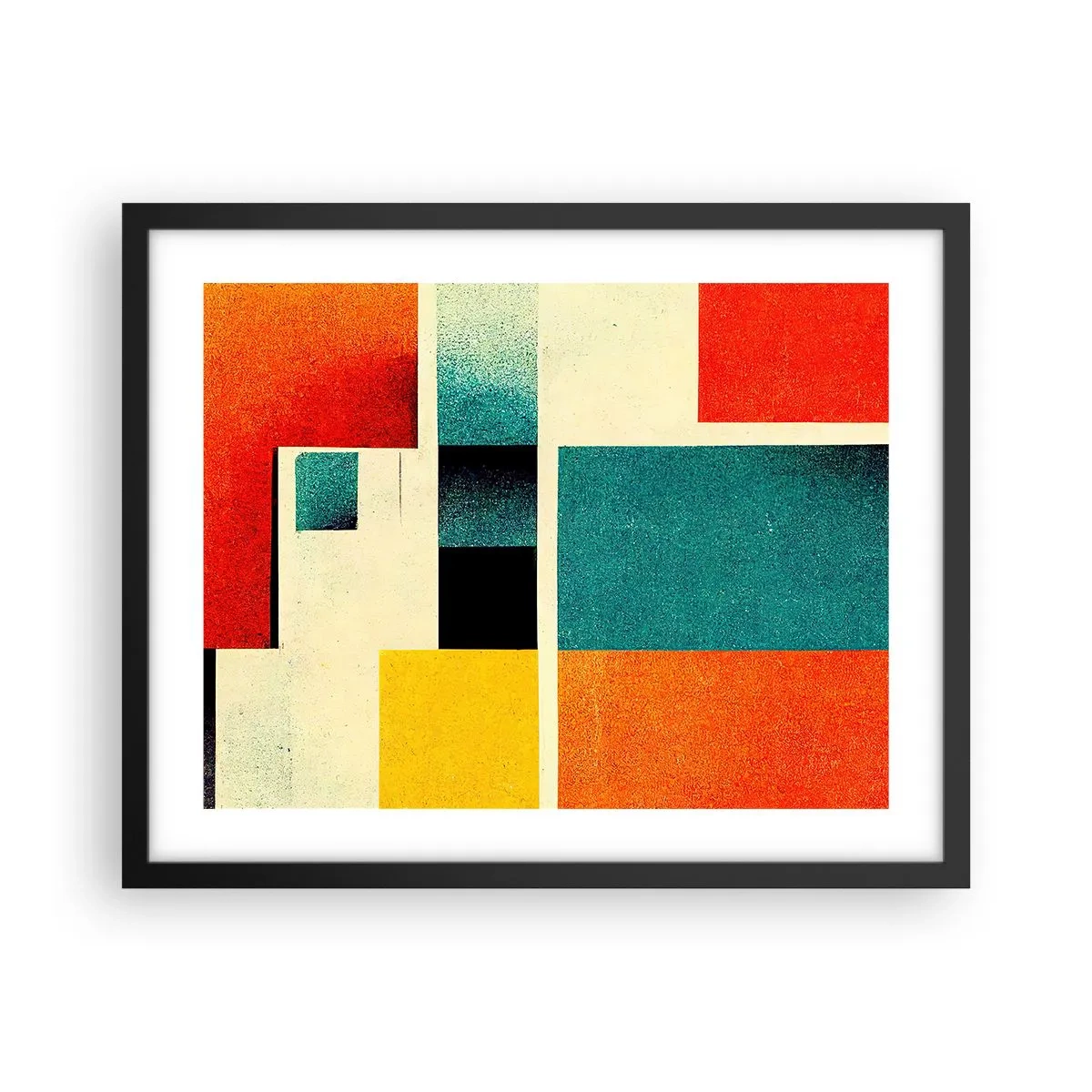 Poster in een zwarte lijst - Geometrische abstractie – goede energie - 50x40 cm