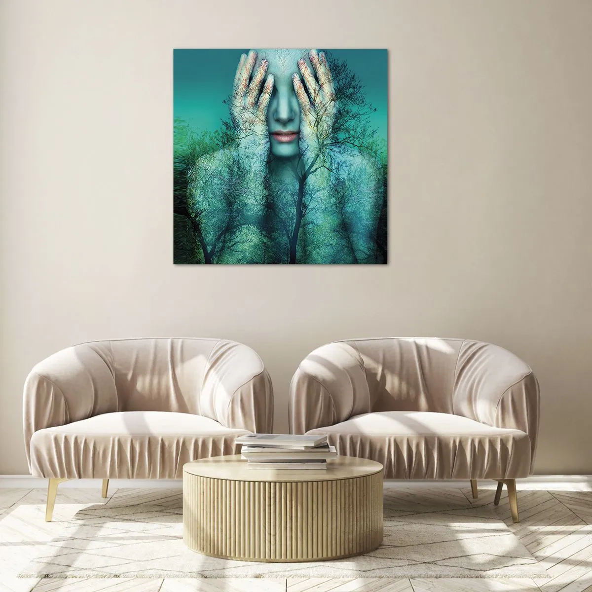 Schilderen op glas - Ondergedompeld in blauw - 30x30 cm