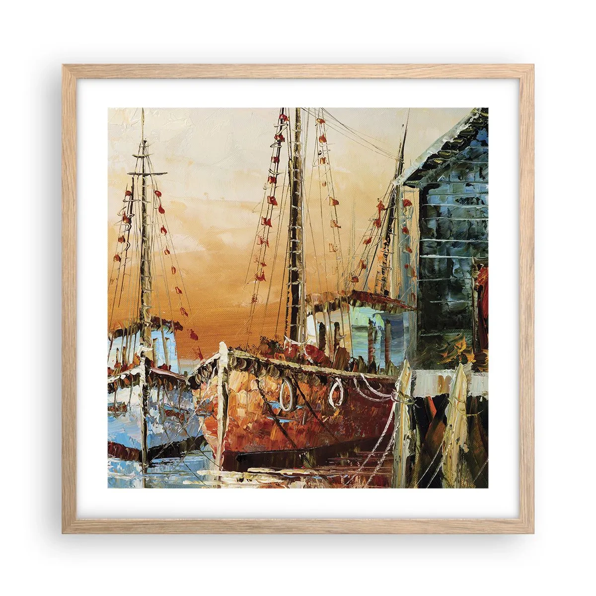 Een poster in een licht eiken lijst - Een vreedzame terugkeer - 50x50 cm