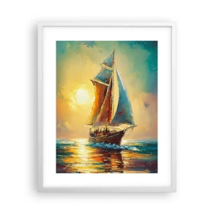 Poster in een witte lijst - Onder vol zeil - 40x50 cm