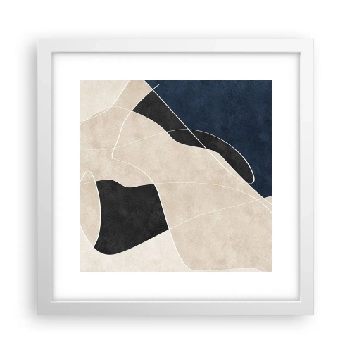 Poster in een witte lijst - Abstracte compositie – kleurcontrast - 30x30 cm