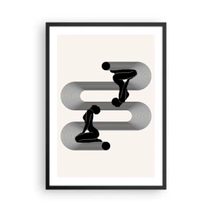 Poster in een zwarte lijst - Minimalistische afbeeldingen van vrouwelijke silhouetten met een optisch illusie-effect - 50x70cm - Sensuele symmetrie - Moderne wanddecoratie voor woonkamer en slaapkamer ARTTOR