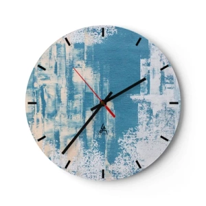 Wandklok - Klok - Een blauwe abstractie die lijkt op de textuur van ijs - 30x30cm - Door een ijspegel - Moderne wanddecoratie voor woonkamer, keuken en slaapkamer ARTTOR