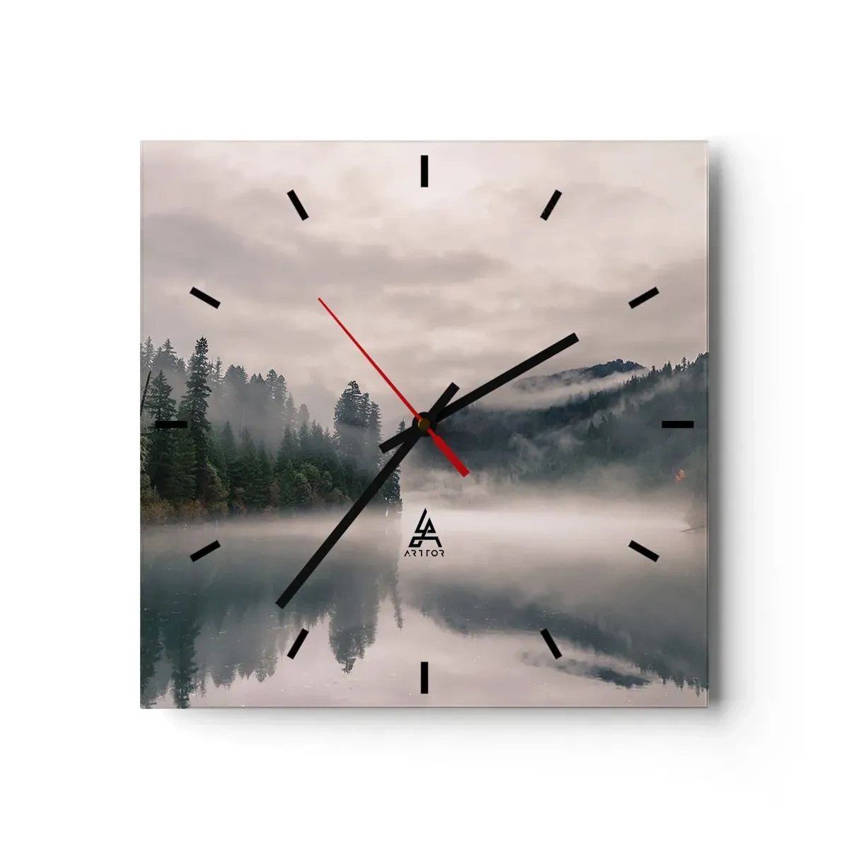 Wandklok - Klok - In reflectie, in de mist - 30x30 cm
