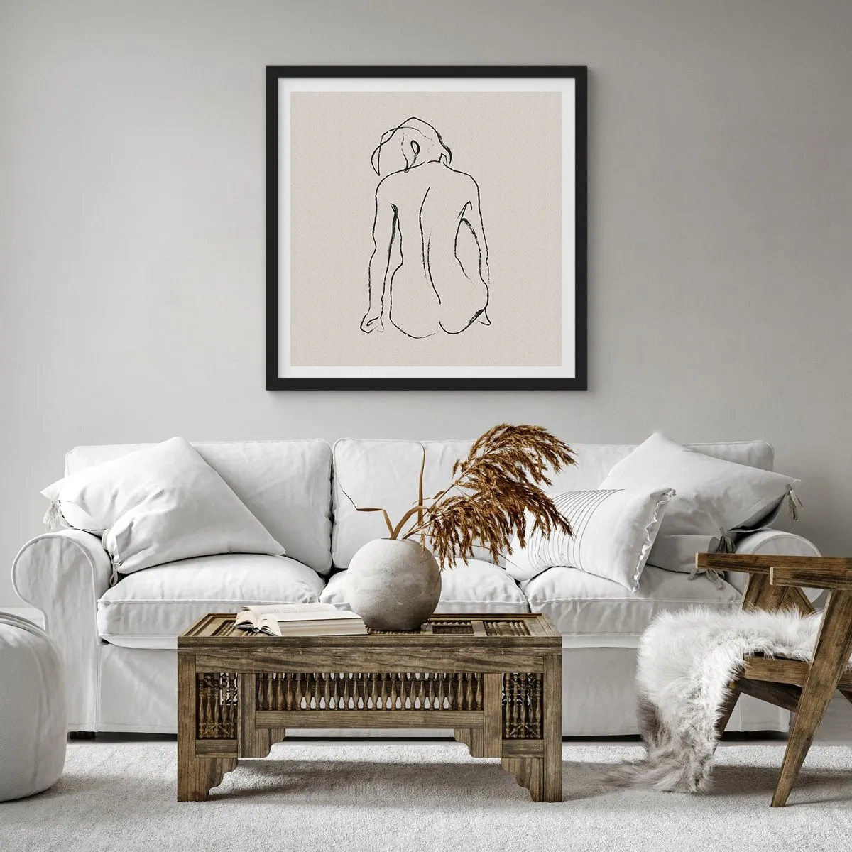 Poster in een zwarte lijst - Naakt meisje - 40x40 cm