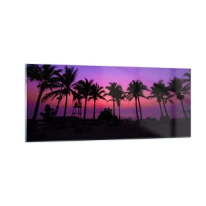 Schilderen op glas - Avond onder de palmbomen - 100x40 cm