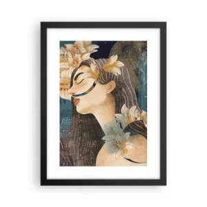Poster in een zwarte lijst - Een sprookje over een prinses met lelies - 30x40 cm
