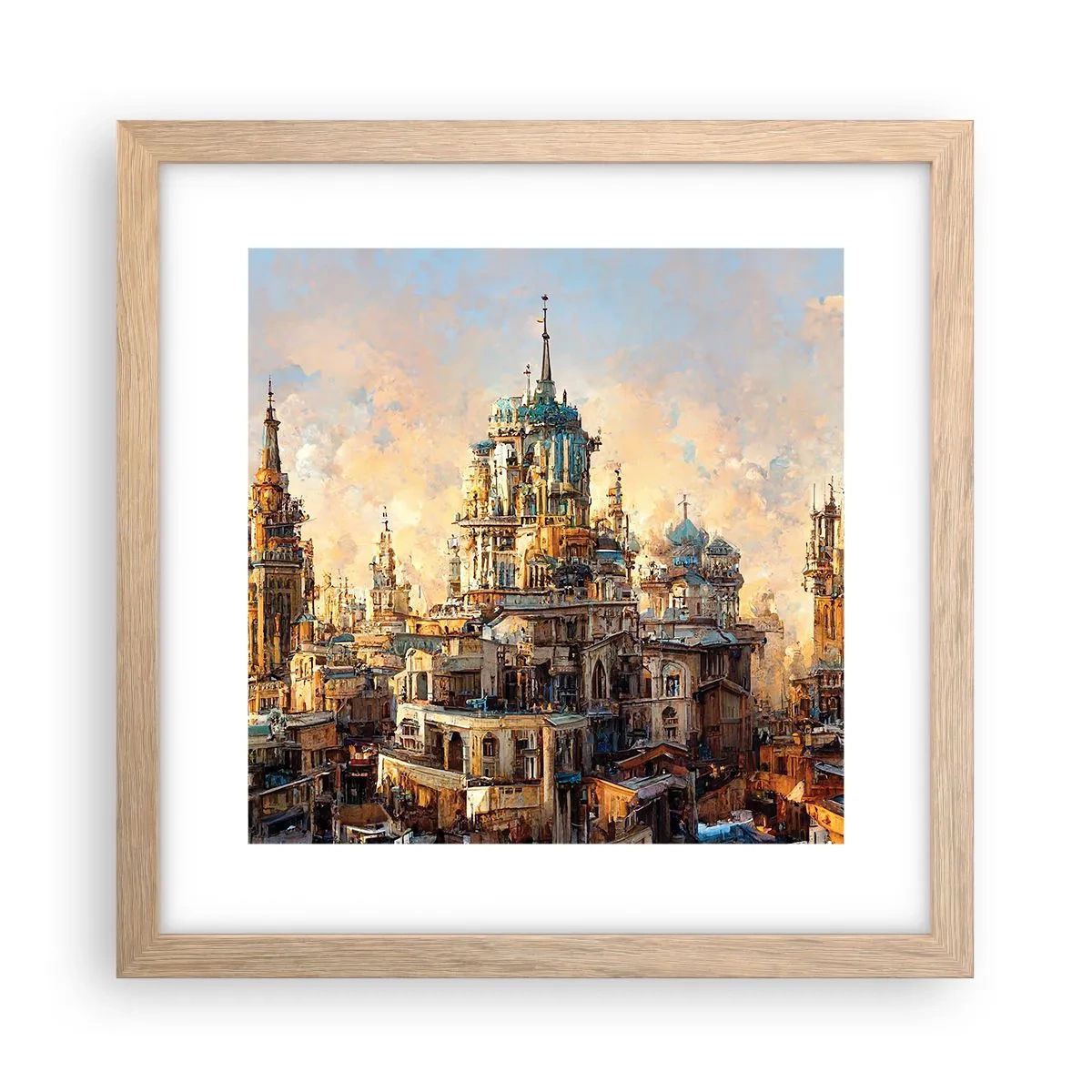 Een poster in een licht eiken lijst - Stad der steden - 30x30 cm