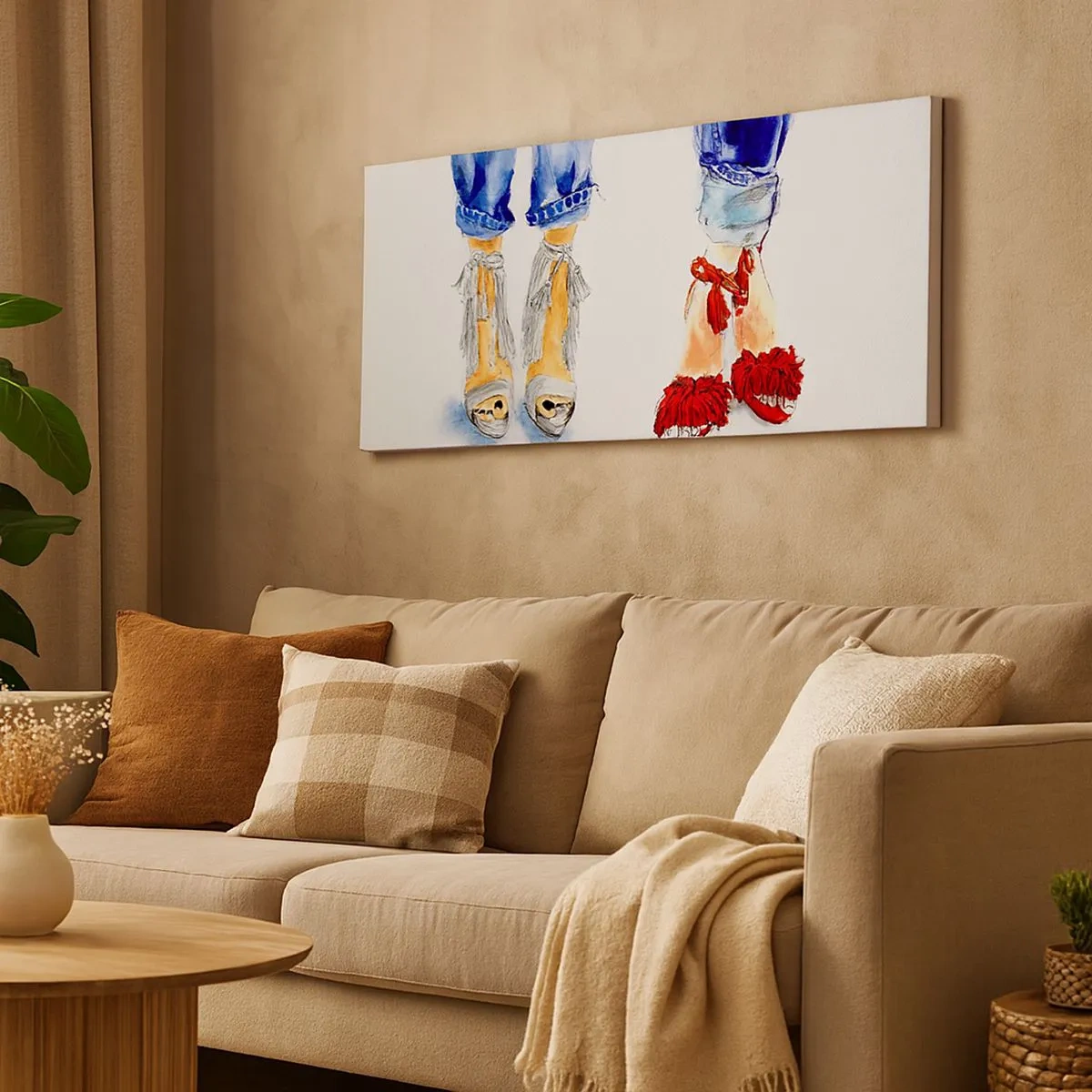 Schilderen op canvas - Misschien gaan we wandelen? - 100x40 cm