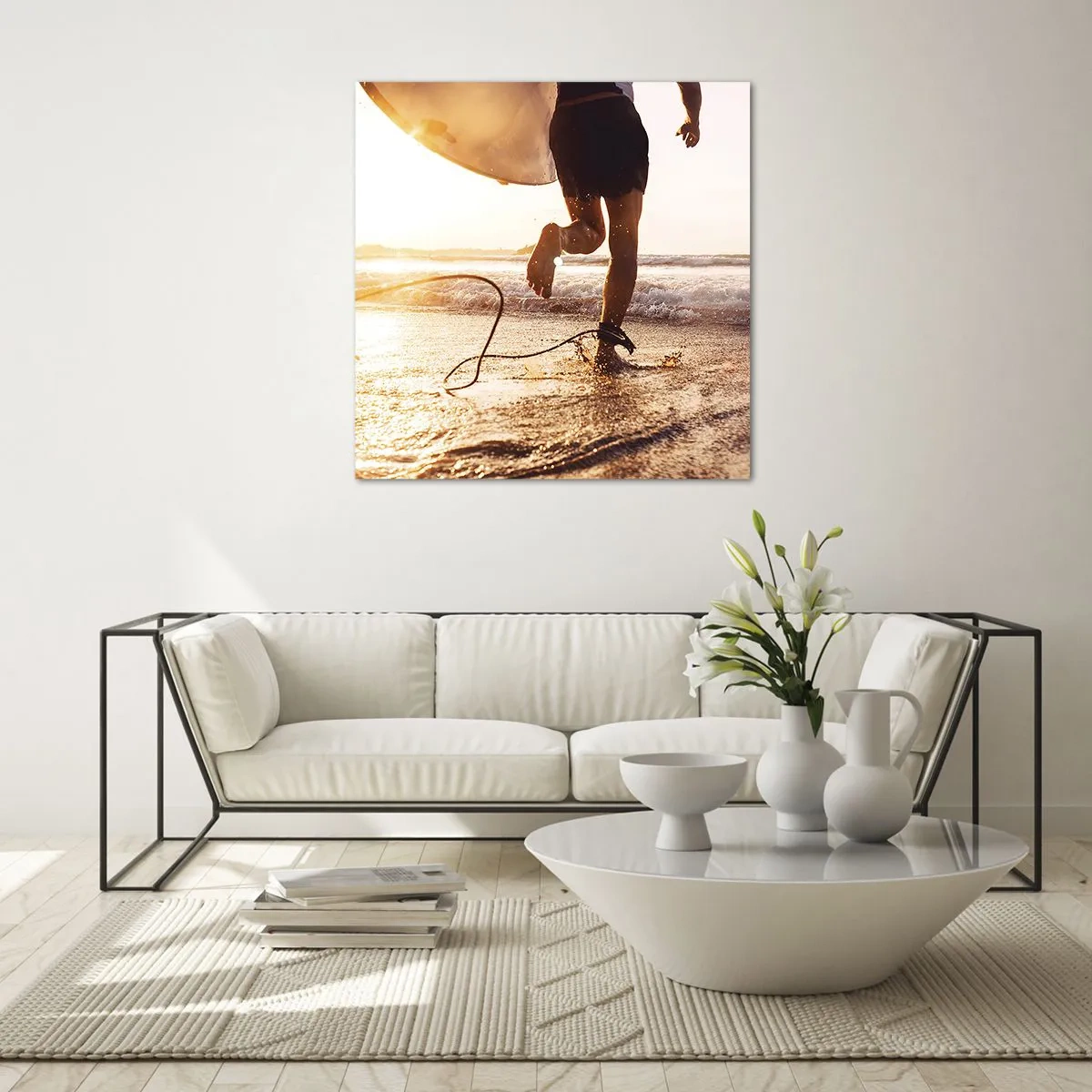 Schilderen op glas - Om de golf te ontmoeten - 50x50 cm